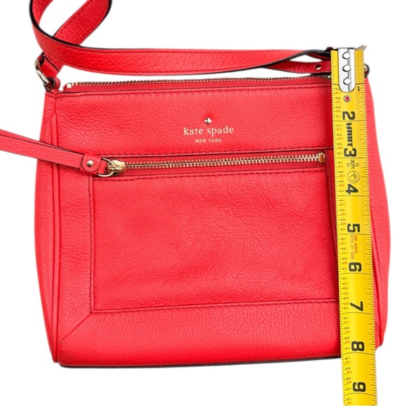 Kate Spade Crossbody Bag Women Coral Pebbled Leather Adjustable Strap - Picture 8 of 9